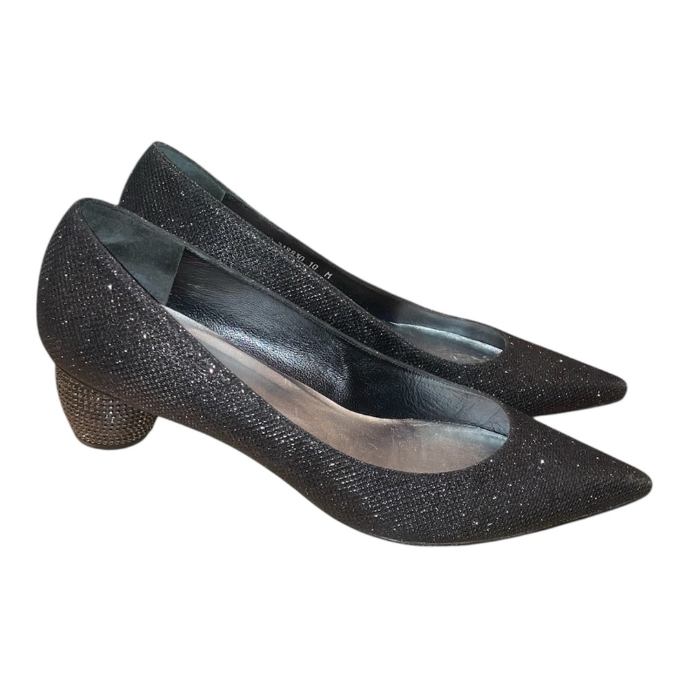 Stuart Weitzman Black Glitter Heels